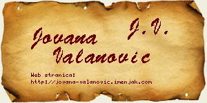 Jovana Valanović vizit kartica